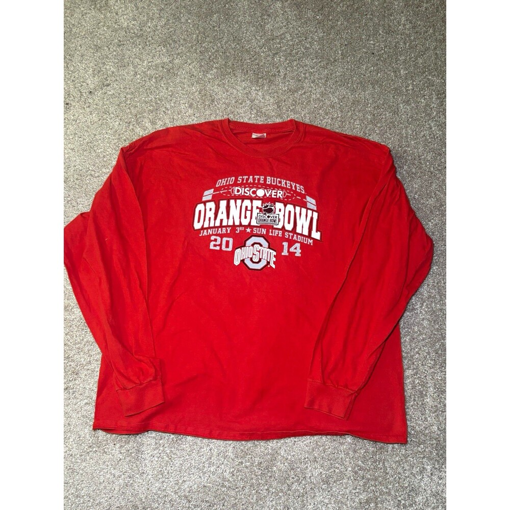 Ohio State Buckeyes 2014 Orange Bowl Red Long Sleeve Shirt Mens 2XL